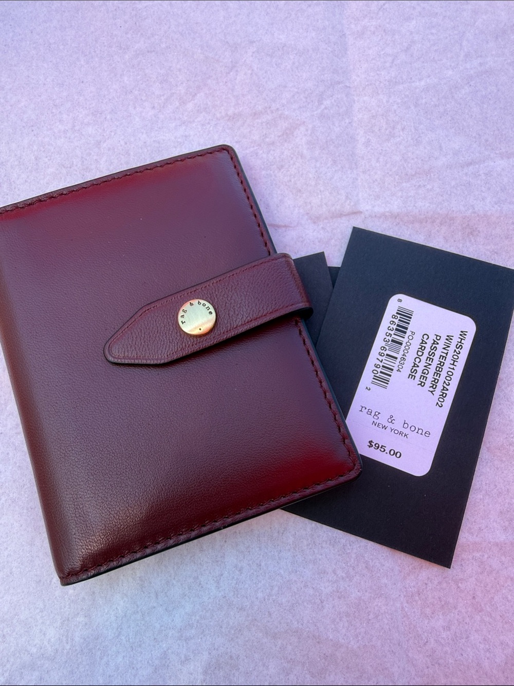 NWT rag & bone Passenger Leather Cardcase Wallet Winterberry $95⁠